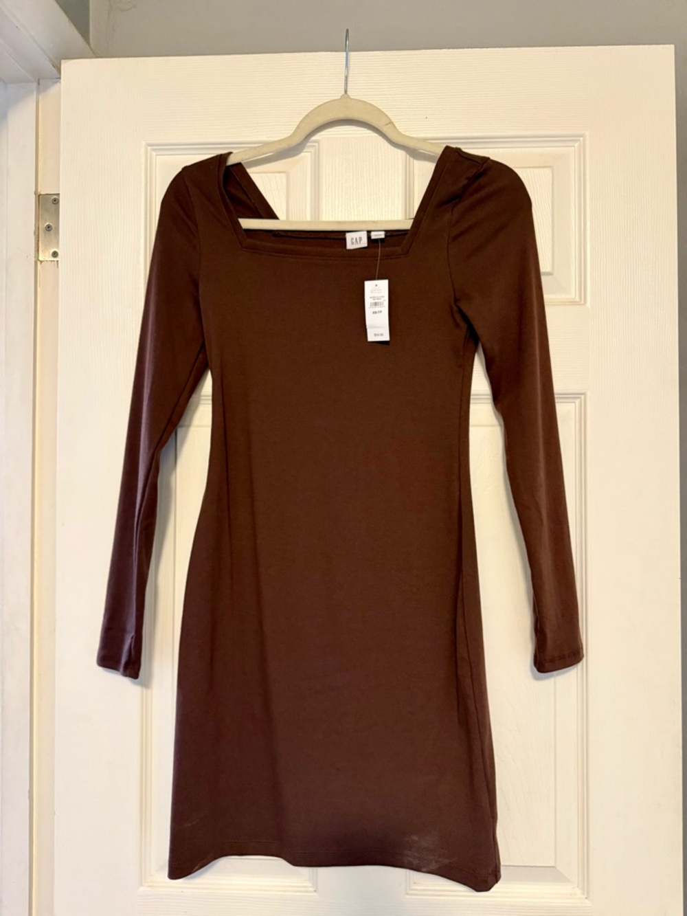 GAP Brown Long Sleeve Square Neck Mini Dress